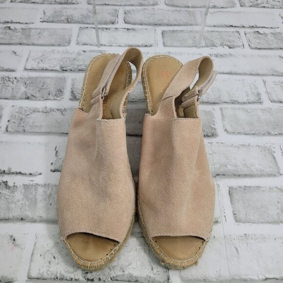 Macarena Light Blush Pink Suede Wedge Espadrilles Silng Back Size 40 EU 9 US - Picture 3 of 7